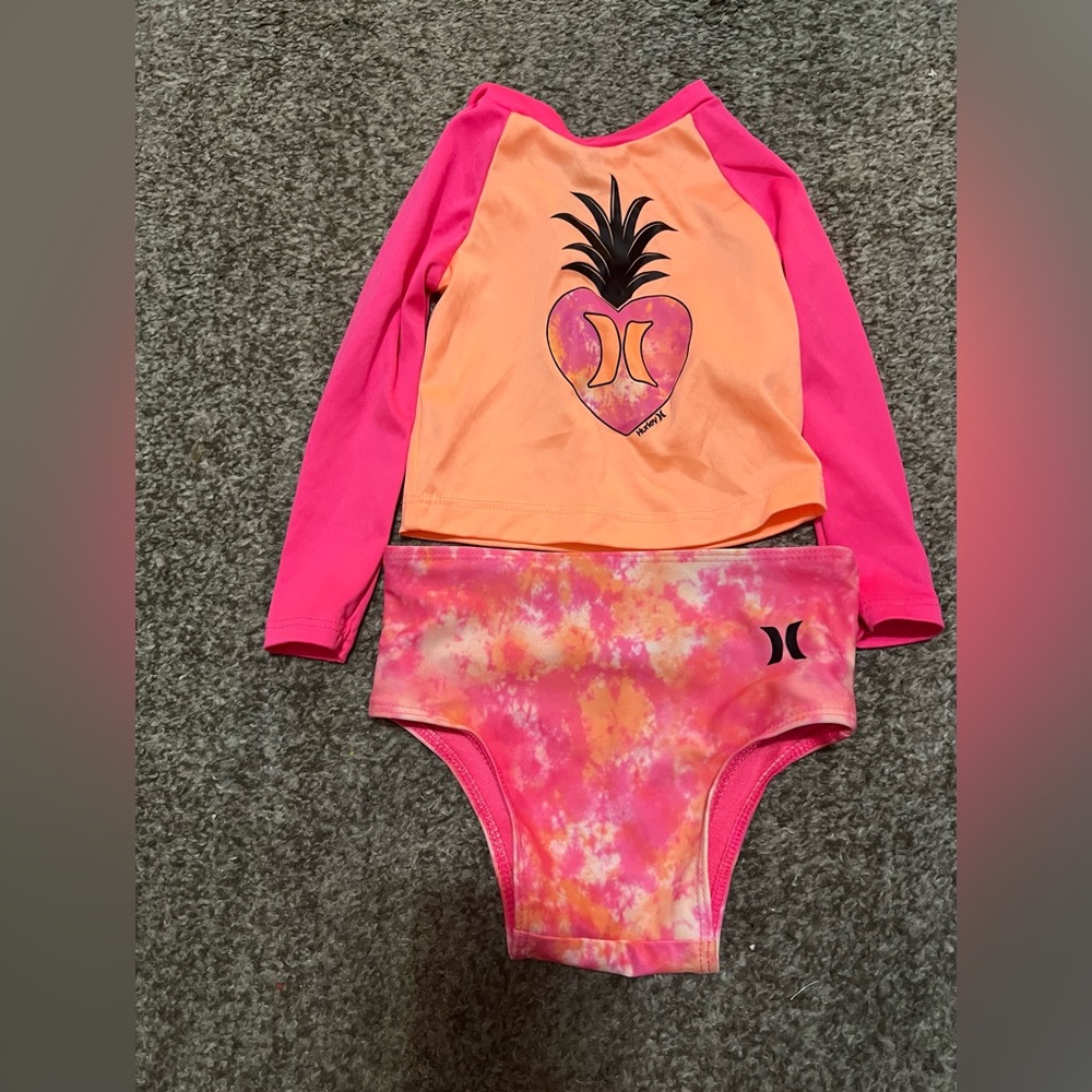 12 mo baby girl Hurley swimsuit/ rash guard 50+ UPF